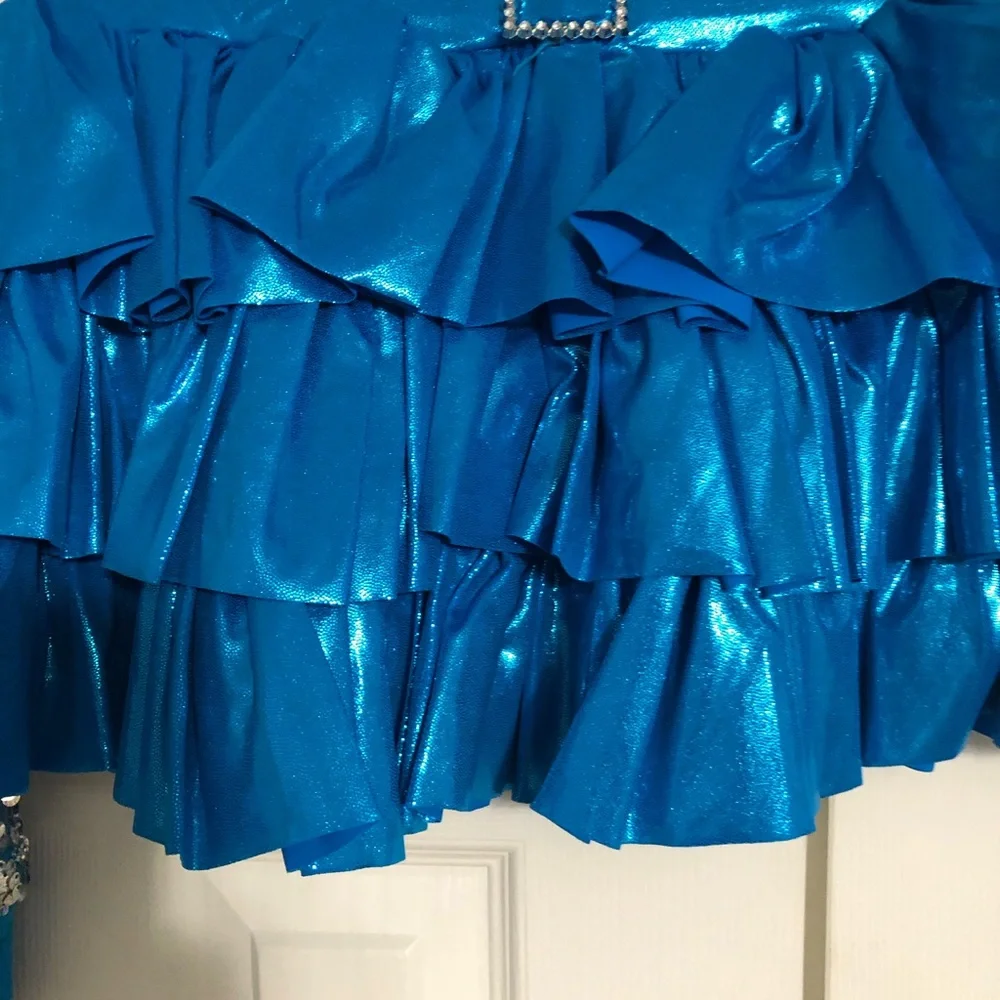 Costume gallery blue sequins w two skirts girls IC intermediate child dance 6x/7